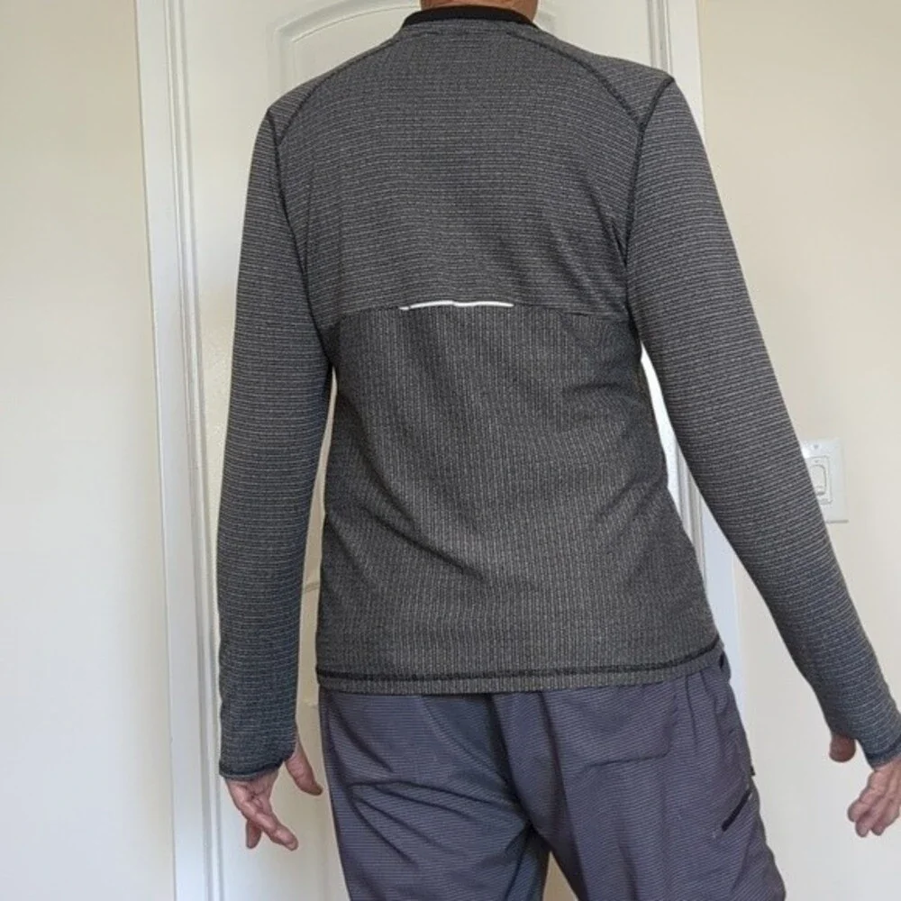 RBX Quarter Zip athletic knit top heathered black gray thumb holes XL